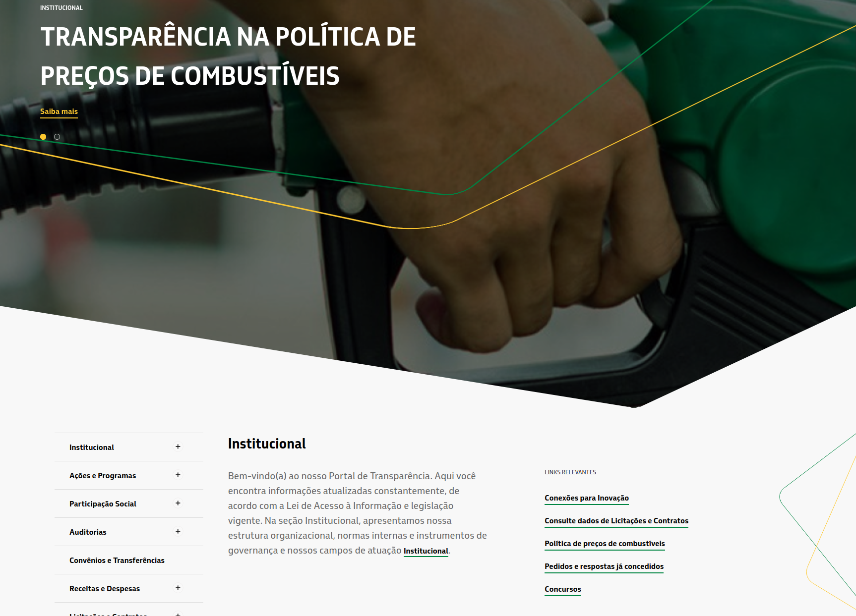 Visualização do site Transparencia da Petrobras